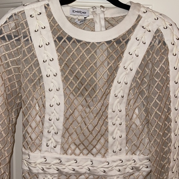 Bebe Sheer Gold Dress - Picture 2 of 3